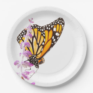 Monarch op lavendel papieren bordje