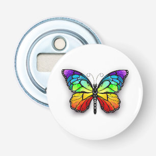 Monarch van regenboogvlinders button flesopener