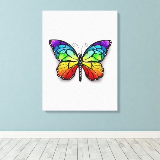 Monarch van regenboogvlinders canvas afdruk (Insitu (Houten vloer))