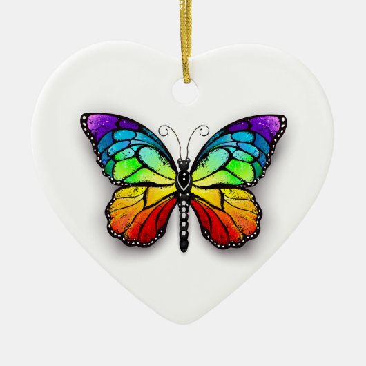 Monarch van regenboogvlinders keramisch ornament (Voorkant)