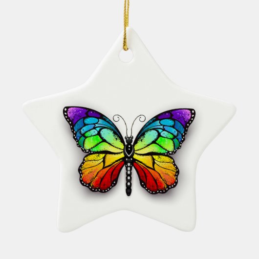 Monarch van regenboogvlinders keramisch ornament (Voorkant)