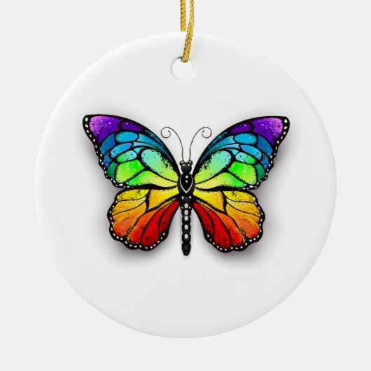 Monarch van regenboogvlinders keramisch ornament (Voorkant)
