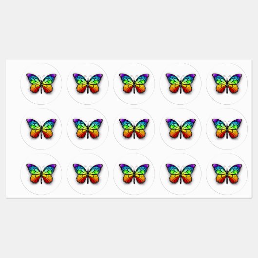 Monarch van regenboogvlinders labels (Vel)