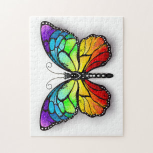 Monarch van regenboogvlinders legpuzzel