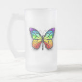 Monarch van regenboogvlinders matglas bierpul (Links)