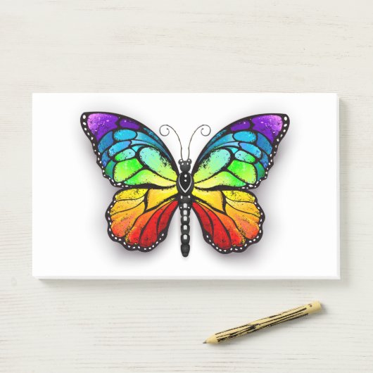 Monarch van regenboogvlinders post-it® notes (Op bureau)
