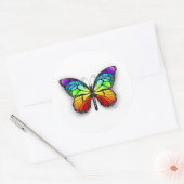 Monarch van regenboogvlinders ronde sticker (Envelop)