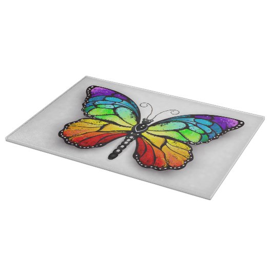 Monarch van regenboogvlinders snijplank (Hoek)