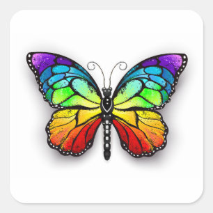 Monarch van regenboogvlinders vierkante sticker