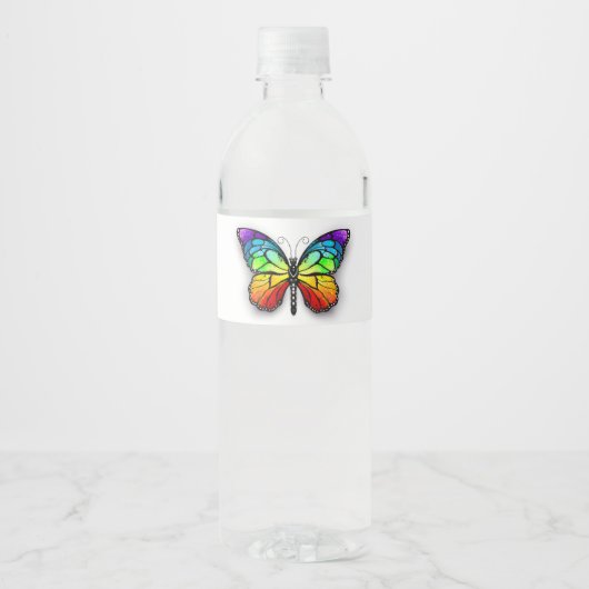 Monarch van regenboogvlinders waterfles etiket (Voorkant)