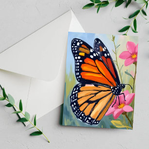Monarch Vlinder Aquarel Bloem Tuin Kaart