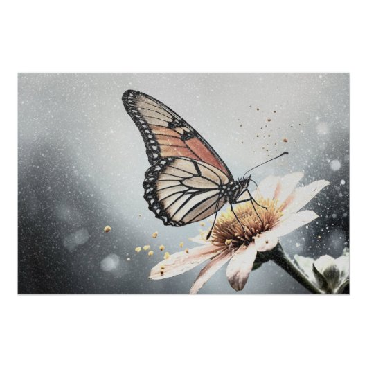 *~* Monarch Vlinder Artsy Creatieve Bloem AP52 Perfect Poster (Voorkant)