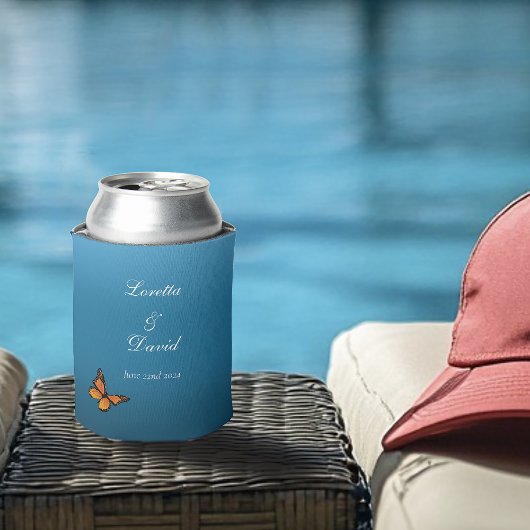 Monarch vlinder blauw ombre blikjeskoeler