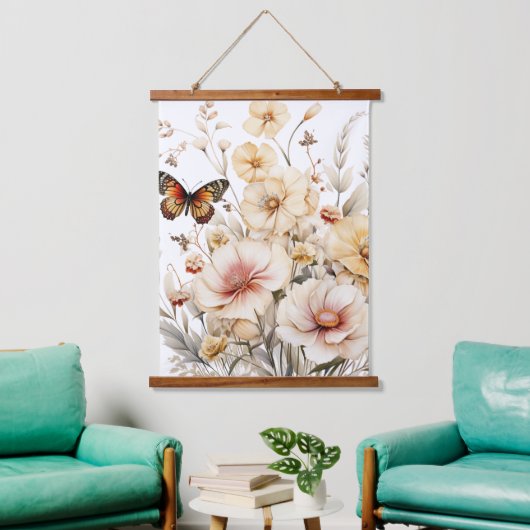  Monarch Vlinder en Bloemen Hangend Wandkleed (Woonkamer)