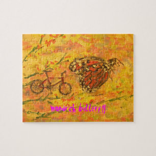 monarch vlinder en fietskunst legpuzzel