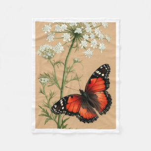 Monarch Vlinder en Wilde Bloemen Fleece Deken