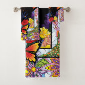 Monarch vlinder fee Paarse bloemen Bad Handdoek (Insitu)