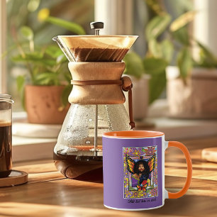 Monarch vlinder fee Paarse bloemen Mok