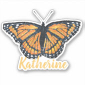  Monarch Vlinder Kunstwerk met Naam Sticker (Voorkant)