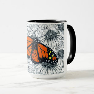 Monarch-vlinder op coneflowers mok