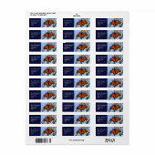 Monarch vlinder op Paarse distels donkerblauw Etiket (Full Sheet)