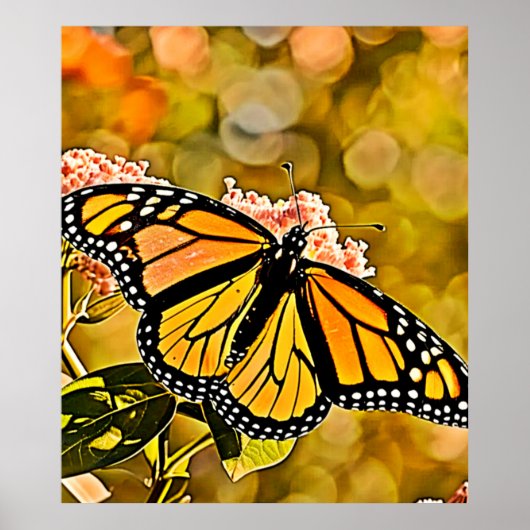 Monarch Vlinder Tuin Kunst Poster (Voorkant)