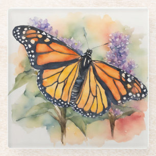 Monarch Vlinder Waterverf Print Glazen Onderzetter
