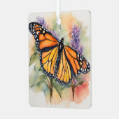 Monarch Vlinder Waterverf Print Metalen Ornament (Voorkant links)