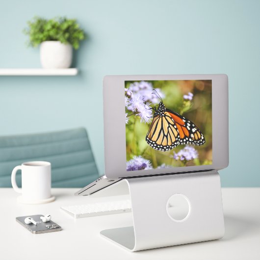 Monarch vlinder wilde bloemen grote Sticker (Laptop op bureau)