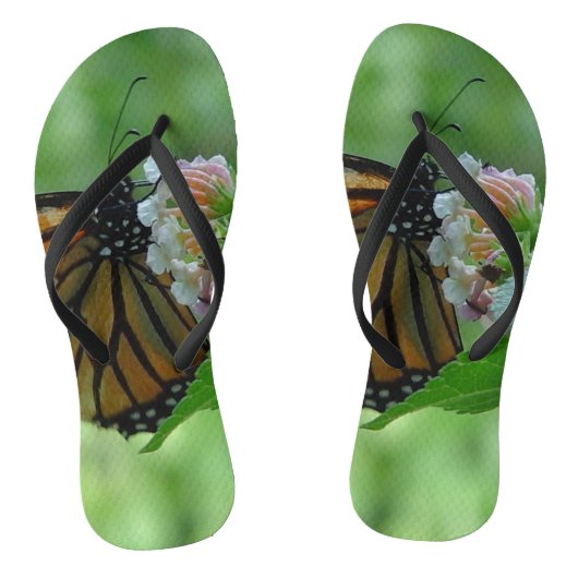  Monarch vlinder witte roze bloemen Teenslippers (Voetbed)