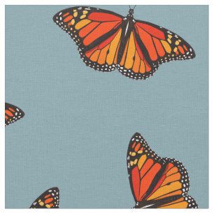 Monarch vlinderpatroon retro blauw of ELKE kleur Stof