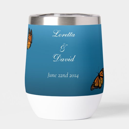 Monarch vlinders blauw ombre (Achterkant)