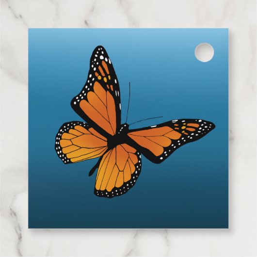 Monarch vlinders blauw ombre bedankjes labels (Achterkant)