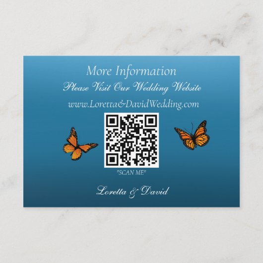 Monarch vlinders blauw ombre informatiekaartje (Achterkant)