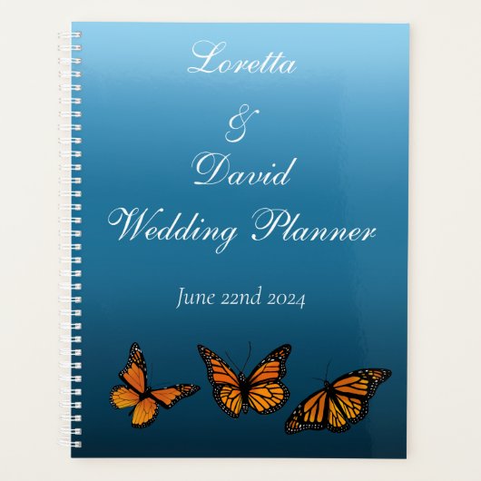Monarch vlinders blauw ombre planner (Voorkant)