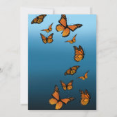 Monarch vlinders blauw ombre save the date (Achterkant)