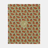 Monarch vlinders doodle bloemen monogrammed fleece deken (Voorkant)