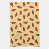 Monarch vlinders patroon bleek geel w monogram theedoek (Verticaal)