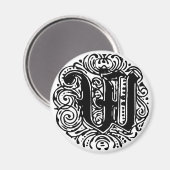Monarchia Monogram Letter W Initiaal Alphabet W Magneet (Voorkant / Achterkant)
