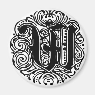 Monarchia Monogram Letter W Initiaal Alphabet W Magneet