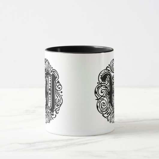 Monarchia Monogram Letter W Initiaal Alphabet W Mok (Midden)