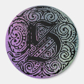 Monarchia "S" Paars en blauwe achtergrond groot Magneet (Voorkant)