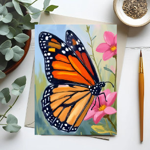 Monarchvlinder Aquarel Bloementuin Briefkaart