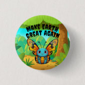 Monarchvlinder, maak de aarde weer groot ronde button 3,2 cm (Voorkant)