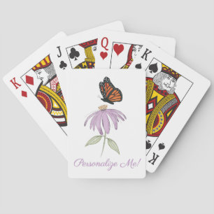 Monarchvlinder met paarse coneflower pokerkaarten