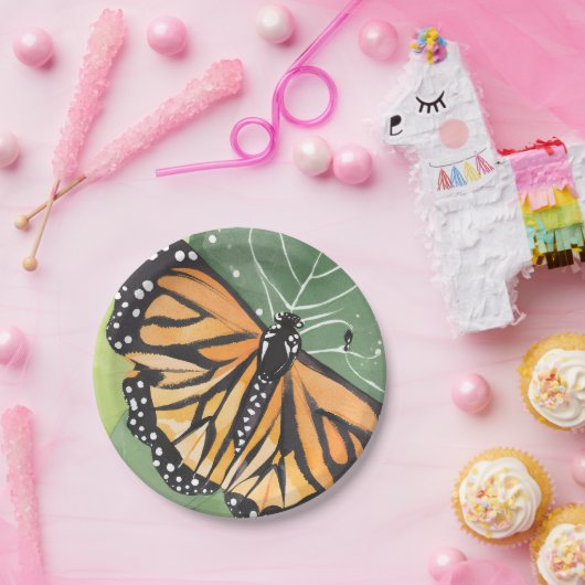 Monarchvlinder | Mooie Aquarel Papieren Bordje (Feest)