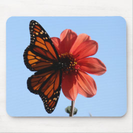 Monarchvlinder op een Dahlia Muismat