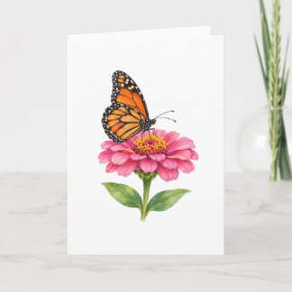 Monarchvlinder op een Zinnia Kaart