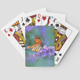 Monarchvlinder op paarse seringenbloem pokerkaarten