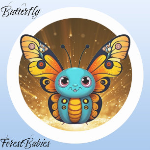 Monarchvlinder 🦋 Schattigee kleurrijke vleugels Ronde Sticker